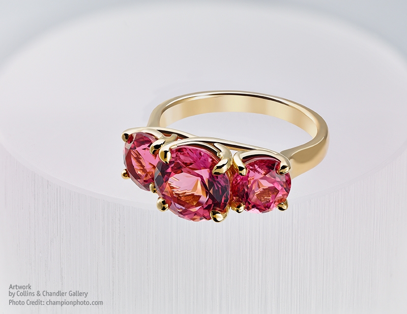 Wobito cut Pink Tourmalines from Nigeria. Ring by Artwork Gallery